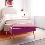 Zeo Velvet Storage Bench - Purple