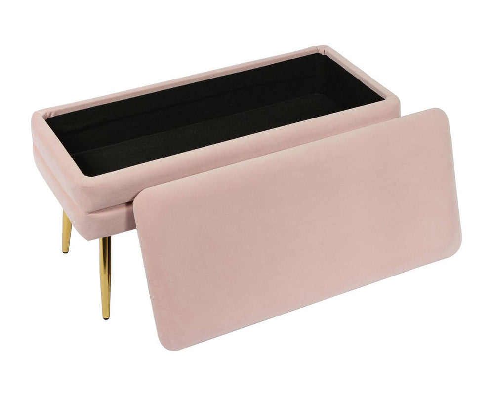 Zeo Velvet Storage Bench - Blush
