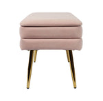Zeo Velvet Storage Bench - Blush