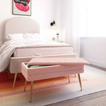 Zeo Velvet Storage Bench - Blush