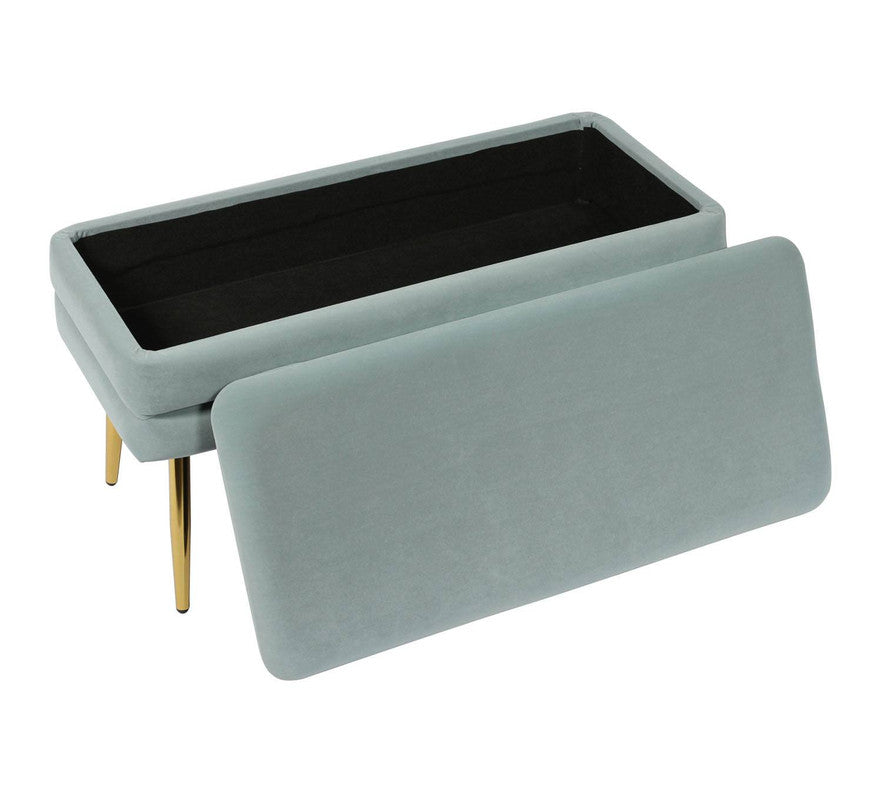 Zeo Velvet Storage Bench - Sea Blue
