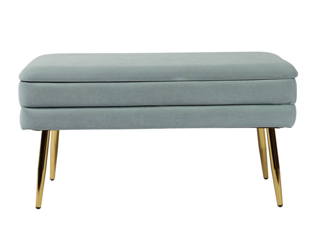 Zeo Velvet Storage Bench - Sea Blue