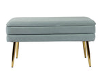 Zeo Velvet Storage Bench - Sea Blue