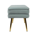 Zeo Velvet Storage Bench - Sea Blue