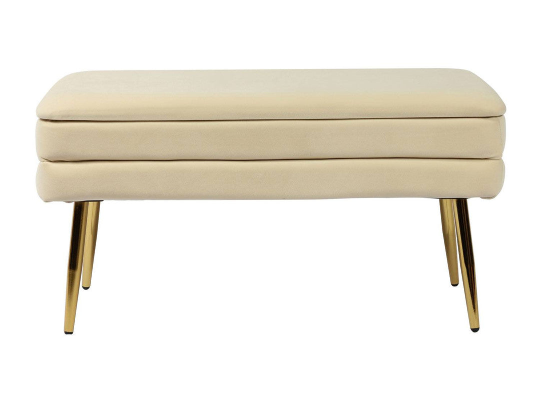 Zeo Velvet Storage Bench - Cream