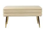 Zeo Velvet Storage Bench - Cream