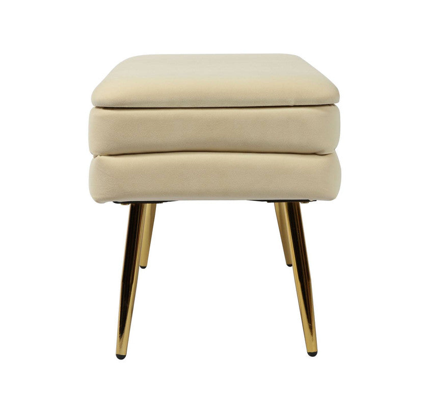 Zeo Velvet Storage Bench - Cream