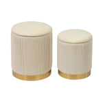 Biccard Velvet Ottoman Set - Cream