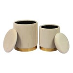 Biccard Velvet Ottoman Set - Cream