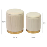 Biccard Velvet Ottoman Set - Cream