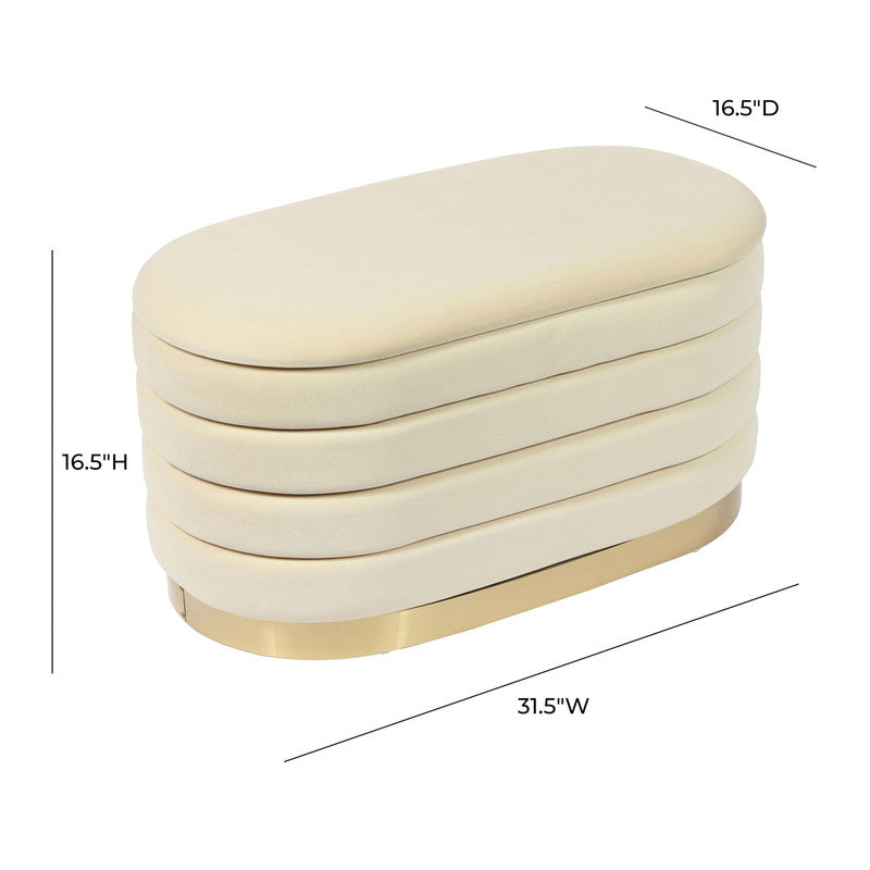 Verona Velvet Bench - Cream