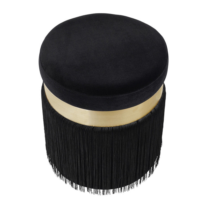 Vicenza Velvet Ottoman - Black