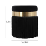 Vicenza Velvet Ottoman - Black