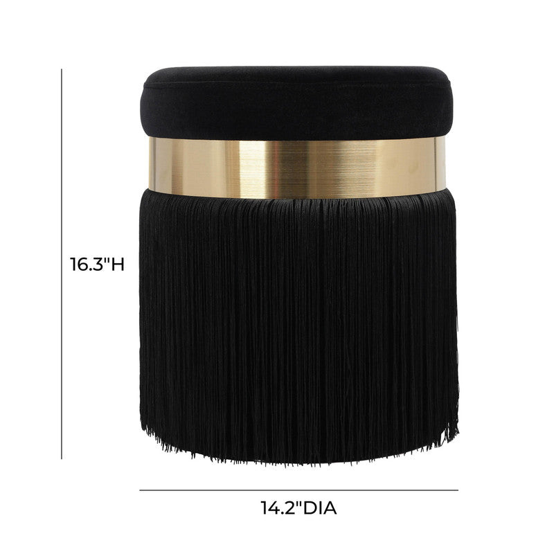 Vicenza Velvet Ottoman - Black