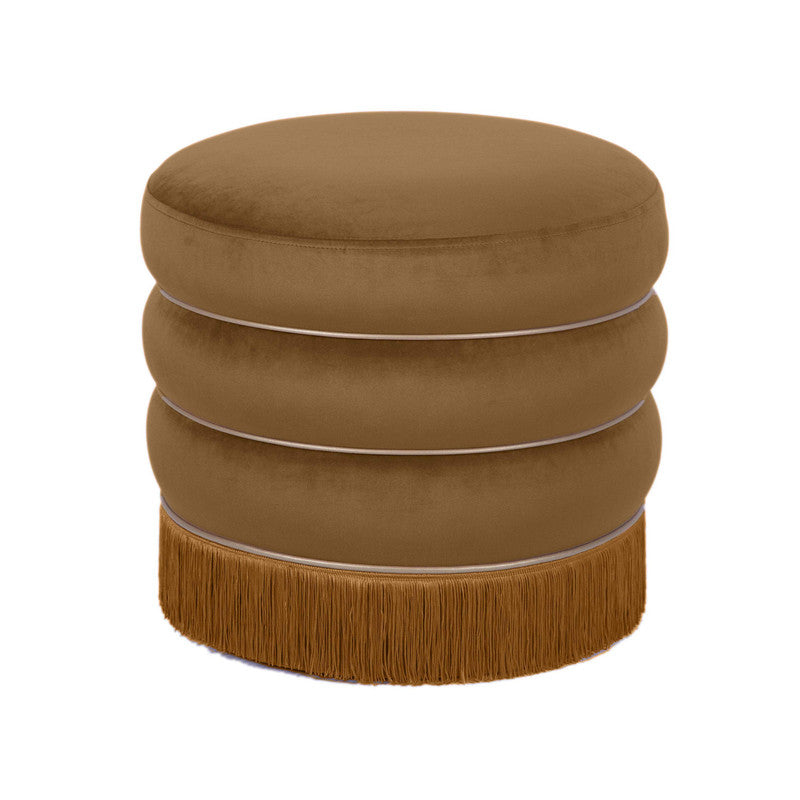 Padua Velvet Ottoman - Chocolate