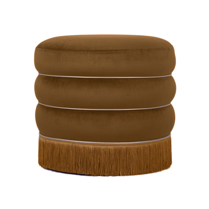 Padua Velvet Ottoman - Chocolate
