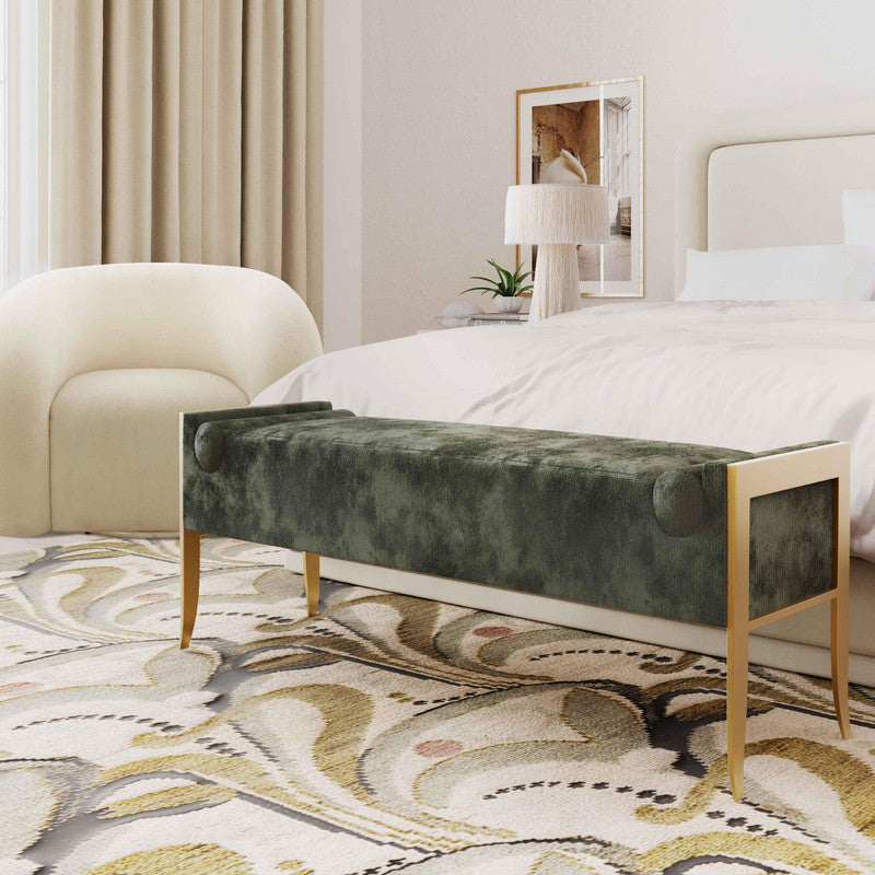 Pescara Velvet Bench - Green