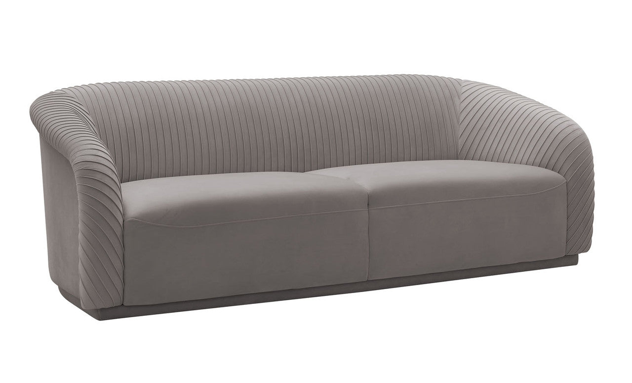Vorset Pleated Velvet Sofa - Grey