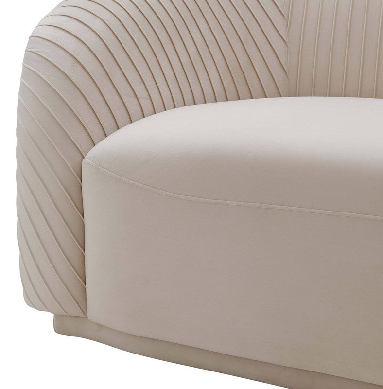 Vorset Pleated Velvet Sofa - Beige