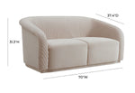 Vorset Pleated Velvet Loveseat - Beige