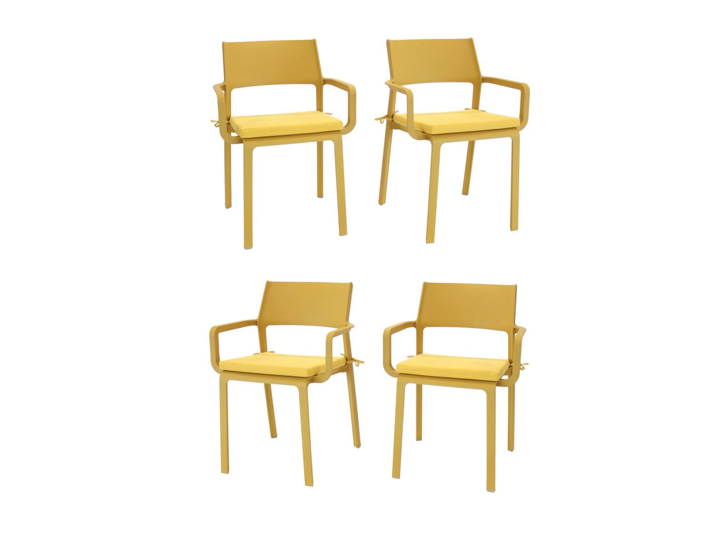 Nardi Trill II Outdoor Dining Arm Chair With Cushions - Set of 4 - Senape