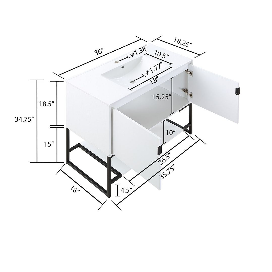 Dreslette 36" Vanity Sink - White