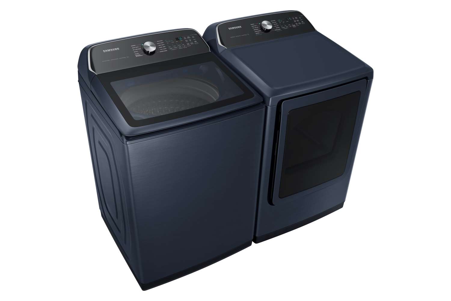 Samsung Navy Top Load Washer with Pet Care and Agitator (6.1cu.ft) & Smart Dryer with Pet Care (7.4cu.ft) - WA53CG7155ADA4/DVE54CG7155DAC