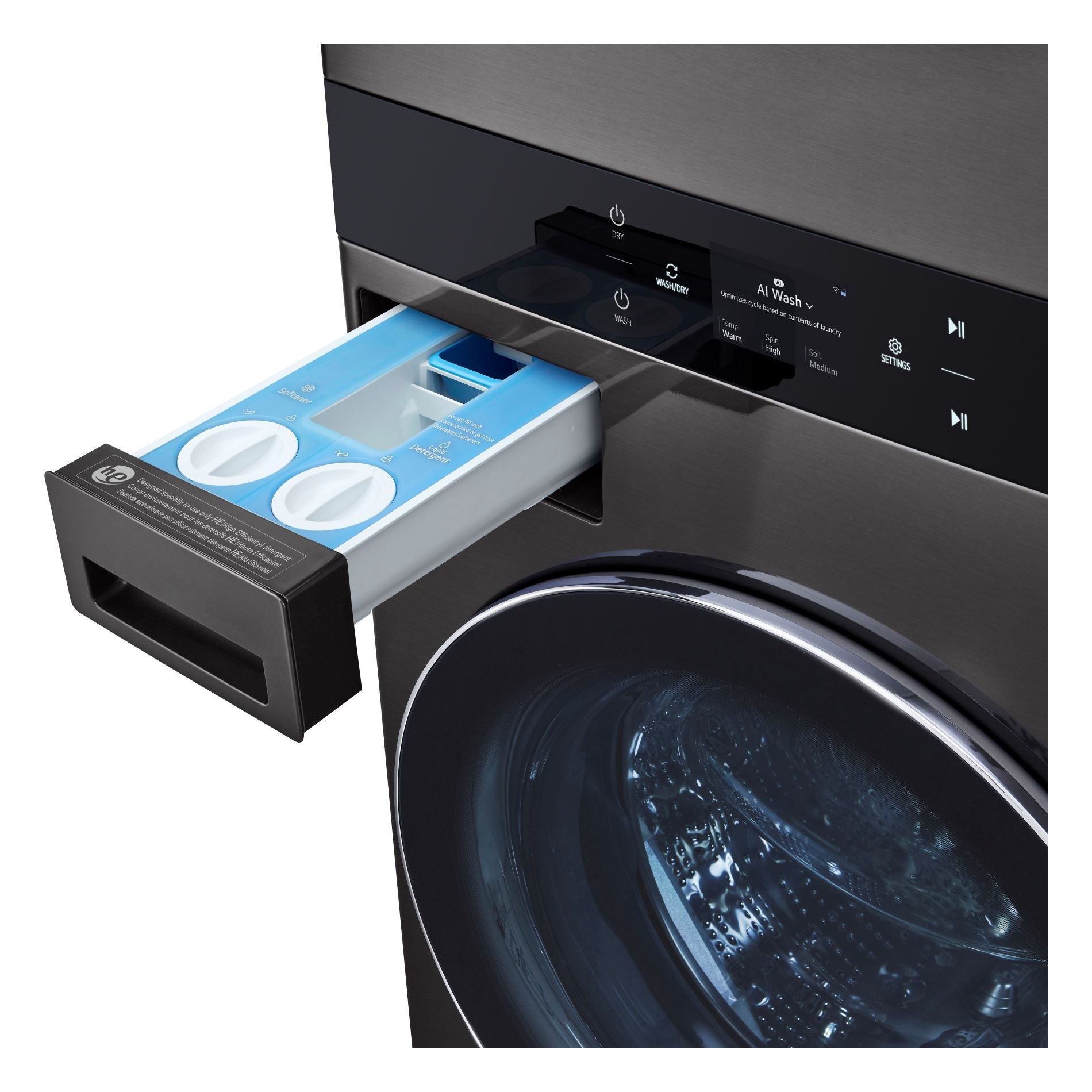 LG Black Single Unit Wash Tower™ with Center Control® Front Load Washer (5.8 cu. ft.) and Dryer (7.4 cu. ft.) - WKEX300HBA