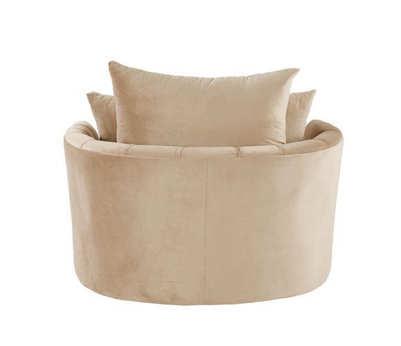 Eyrar Velvet Swivel Accent Chair - Beige