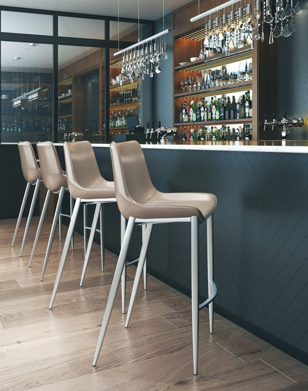 Teglberg Bar Height Stool - Greyish Brown/Silver - Set of 2