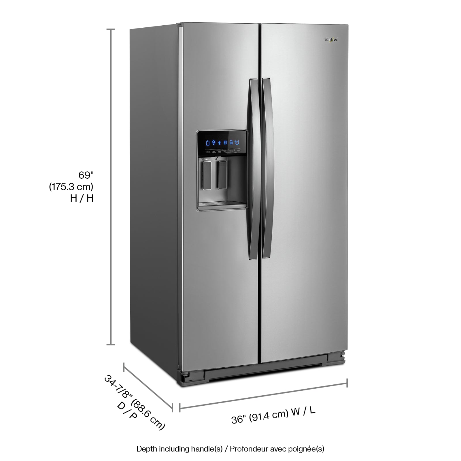 Whirlpool Stainless Steel Side-by-Side Refrigerator (28 Cu. Ft.) - WRS588FIHZ