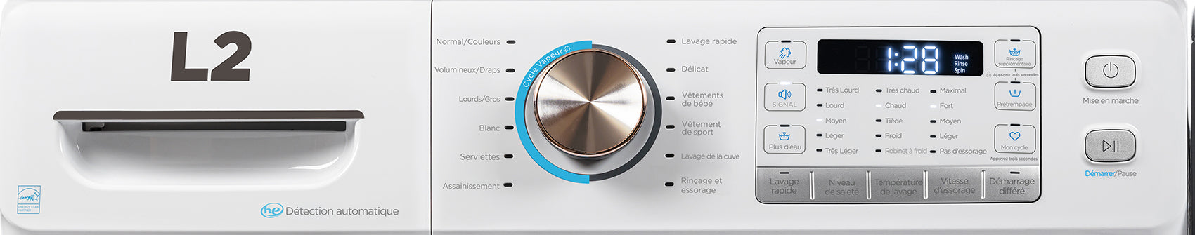 L2 White Front Load Washer with French Display (5.2 Cu. Ft) - LF52N3AWWFR