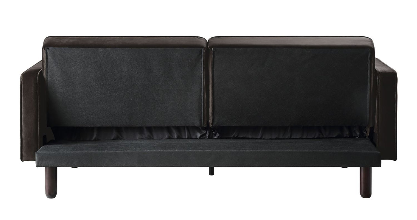 Bamble Adjustable Velvet Sofa Bed - Dark Brown