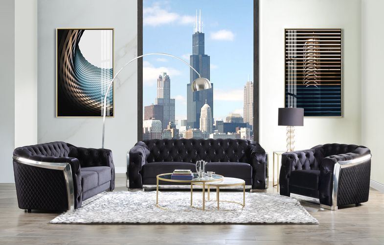 Katla Velvet Loveseat - Black
