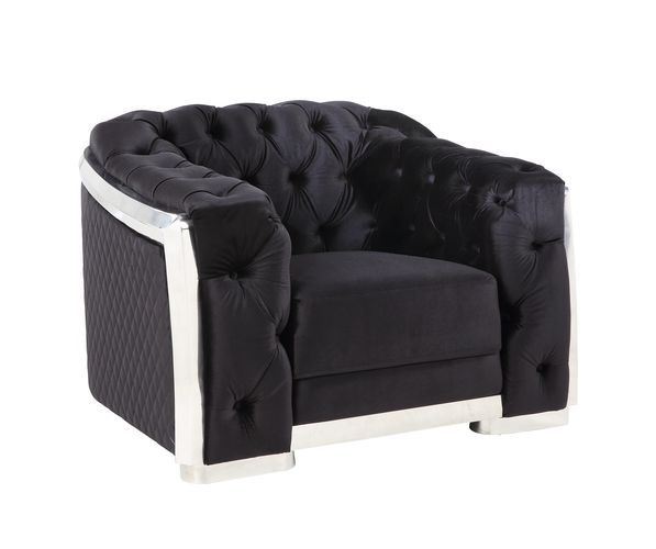 Katla Velvet Arm Chair - Black