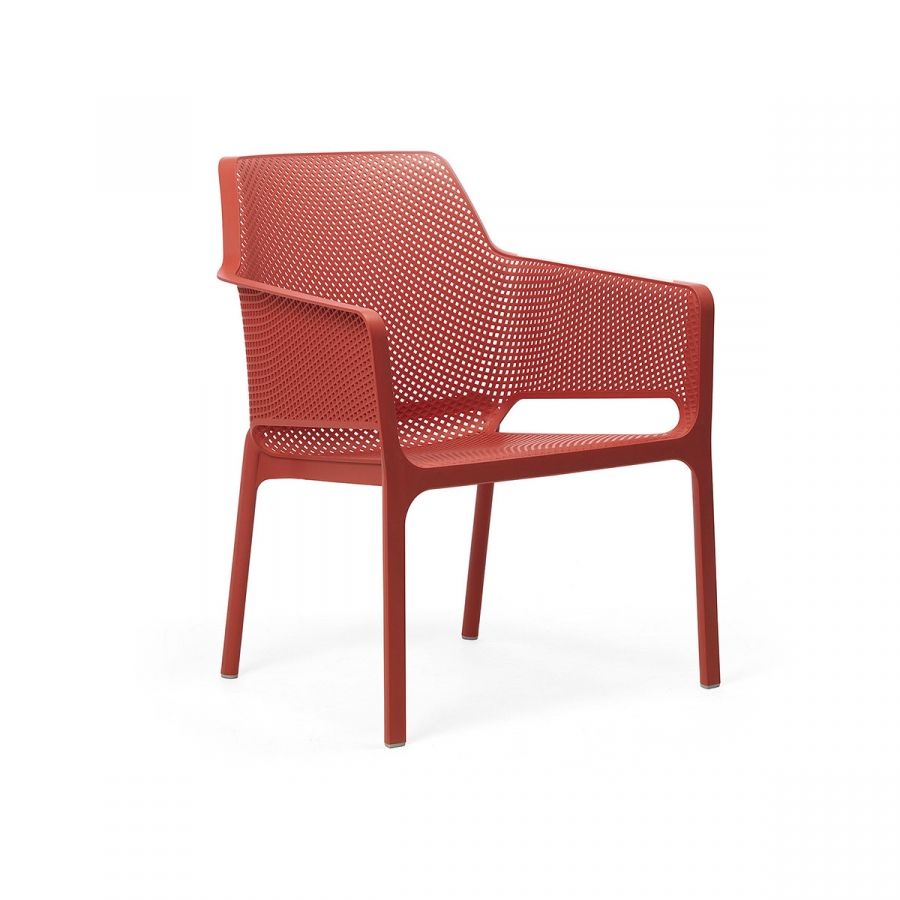 Nardi Net Relax Outdoor Dining Arm Chair - Red (Set of 2)