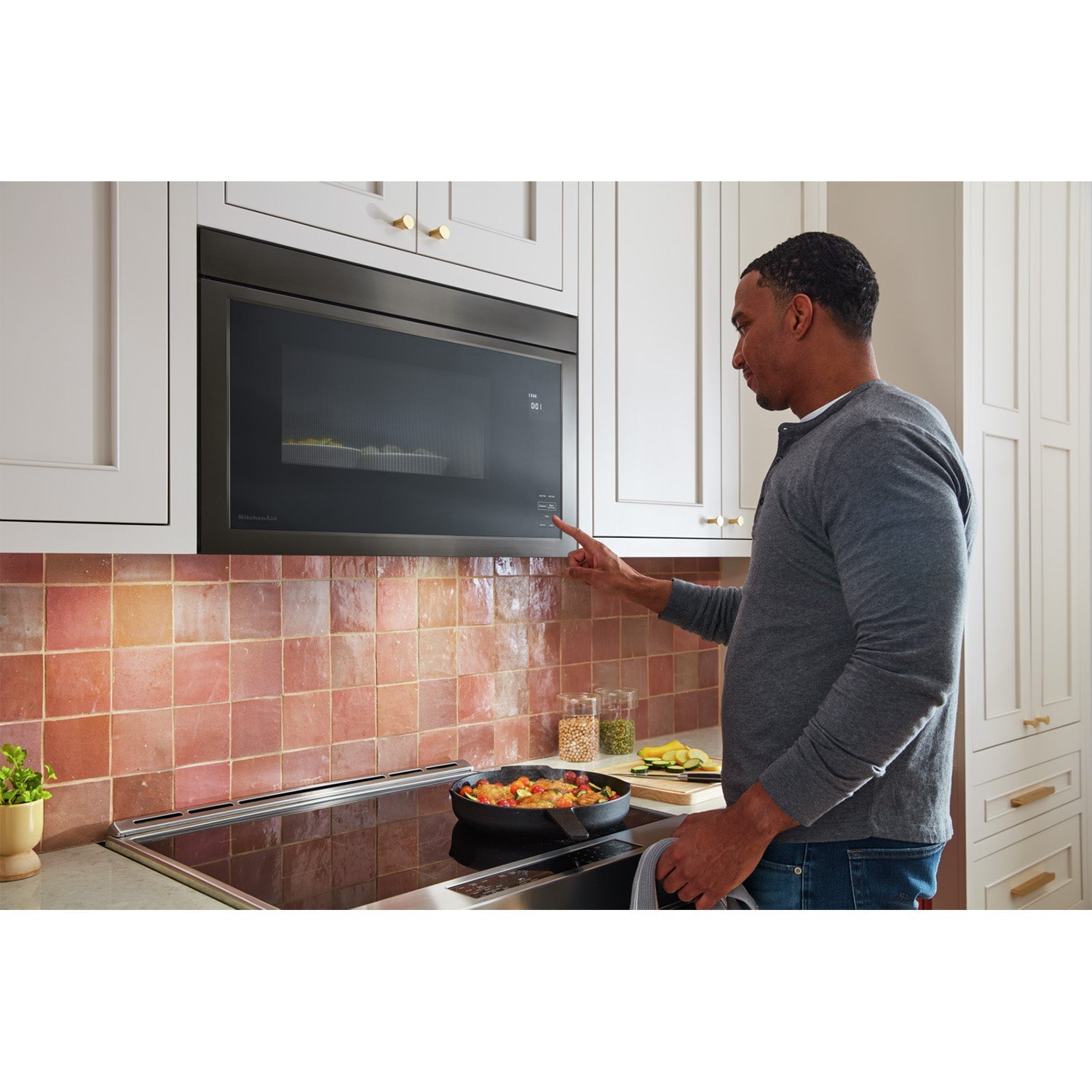KitchenAid Black Stainless Over-the-Range Microwave (1.10 Cu Ft) - YKMMF330PBS