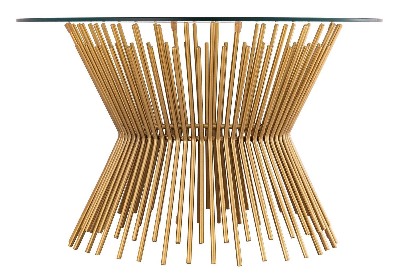 Rossio Pedestal Glass Coffee Table - Satin Gold