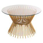 Rossio Pedestal Glass Coffee Table - Satin Gold