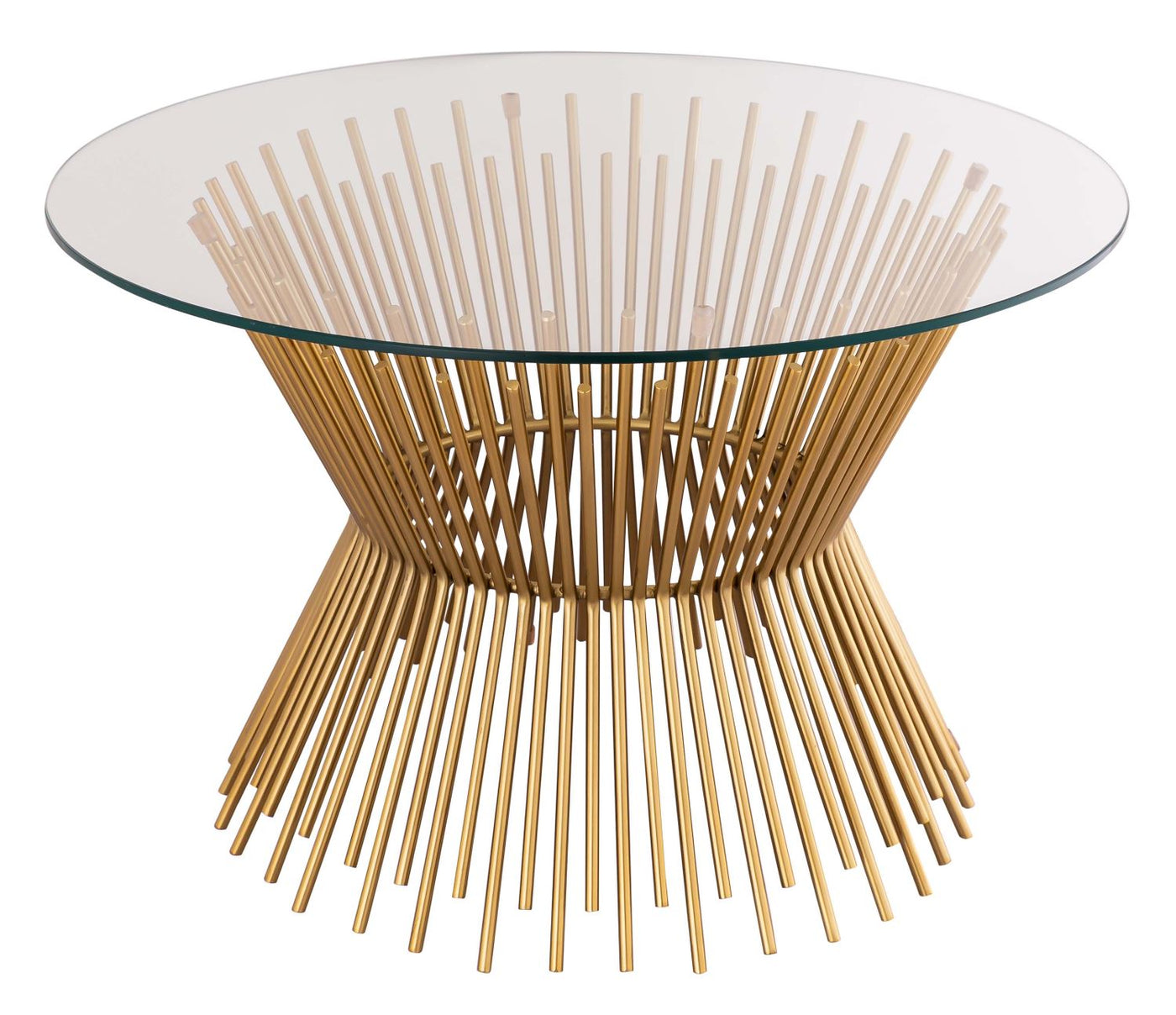Rossio Pedestal Glass Coffee Table - Satin Gold