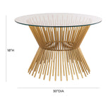 Rossio Pedestal Glass Coffee Table - Satin Gold