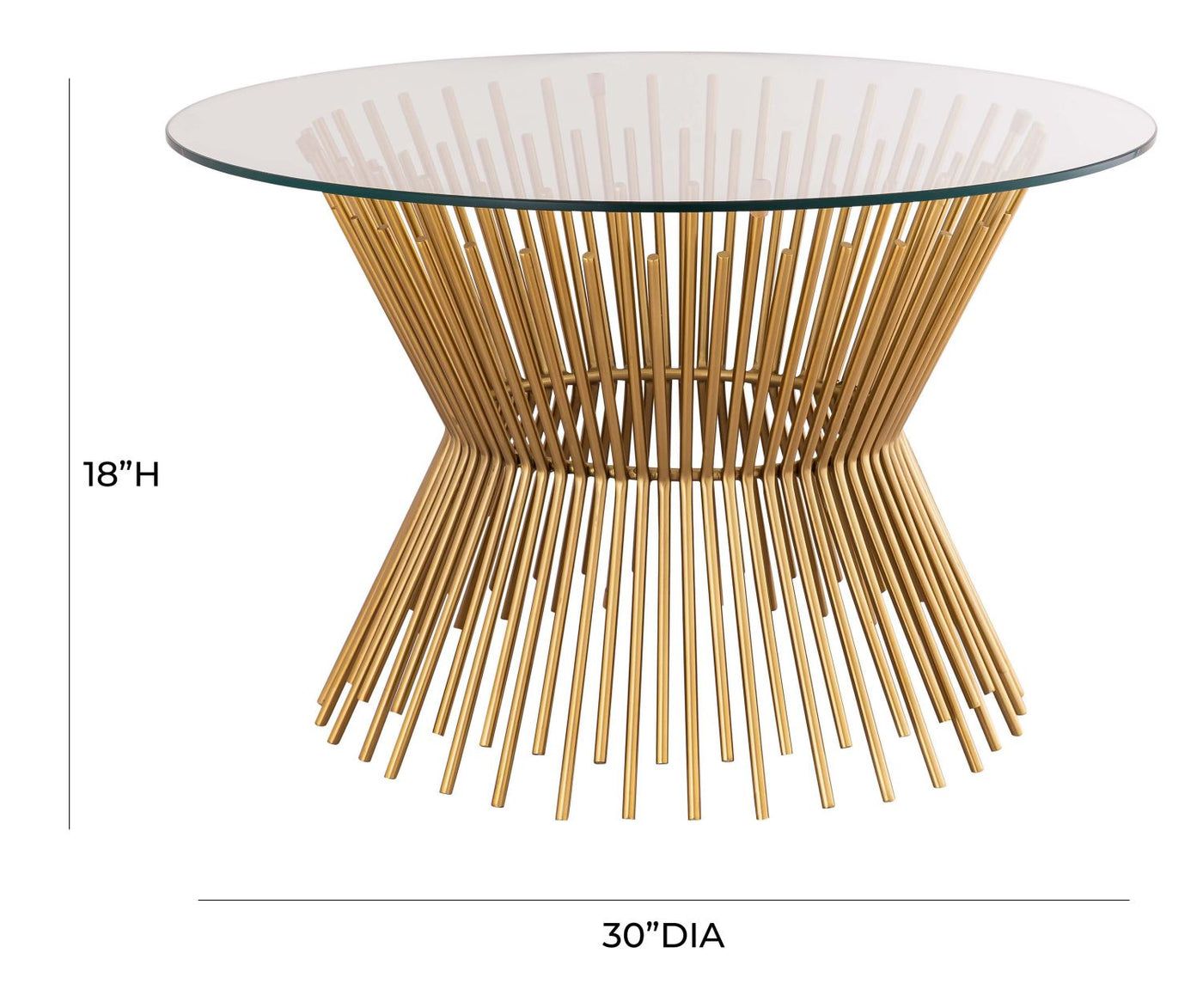 Rossio Pedestal Glass Coffee Table - Satin Gold