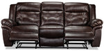 Cooper Reclining Leather Sofa and Loveseat with Console Set - Brown
