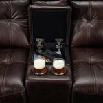 Cooper Reclining Leather Sofa, Reclining Loveseat with Console and Recliner Set - Brown