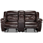 Cooper Reclining Leather Loveseat with Console - Brown