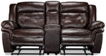 Cooper Reclining Leather Loveseat with Console - Brown