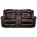 Cooper Reclining Leather Loveseat with Console - Brown