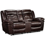 Cooper Reclining Leather Loveseat with Console - Brown