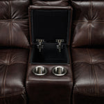 Cooper Reclining Leather Loveseat with Console - Brown