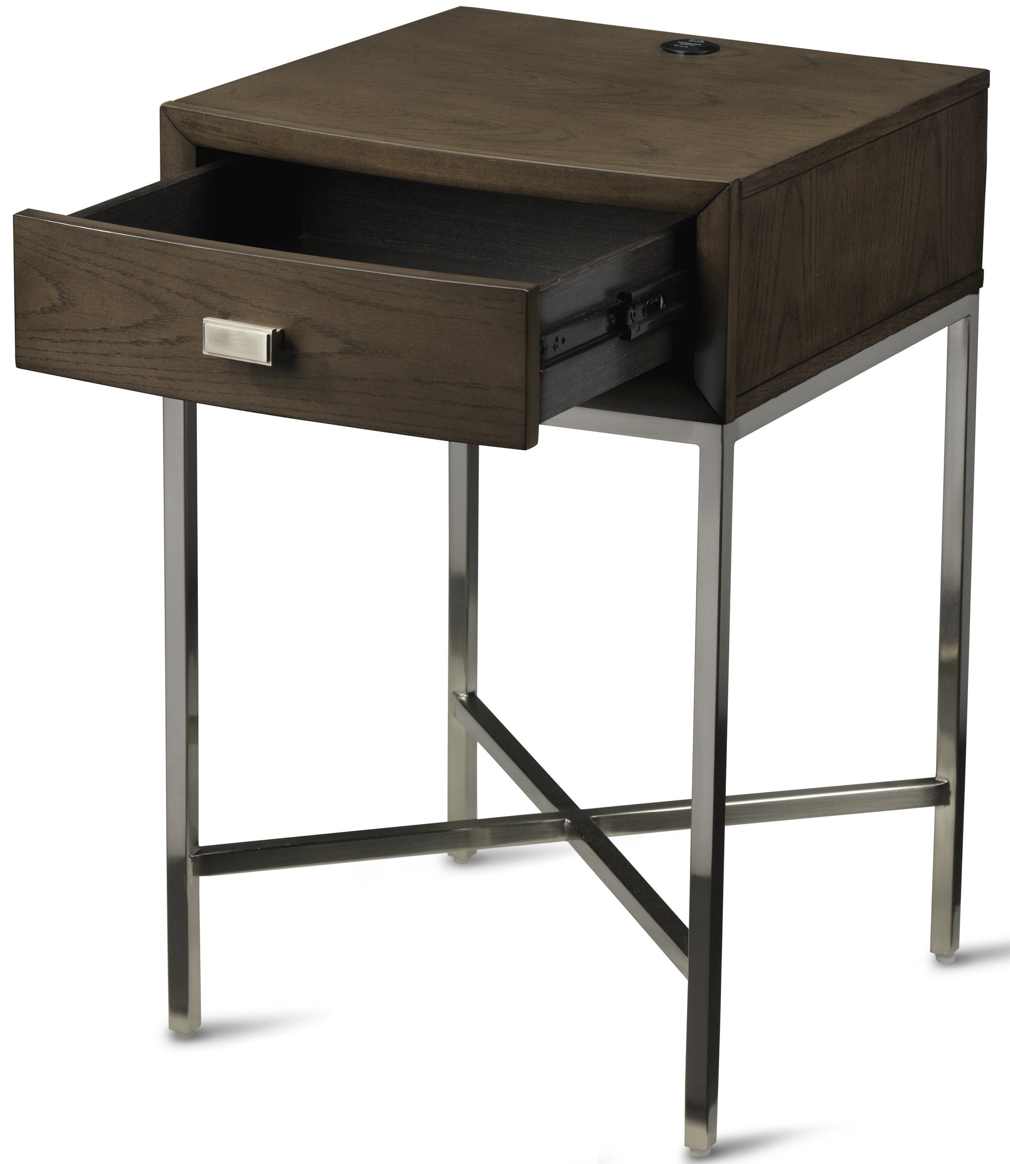 Aberdeen 1-Drawer Night Stand with Metal Base - Barista Oak